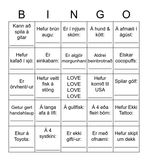 BINGO Card