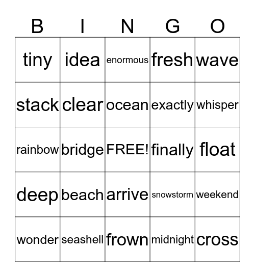 Class 204 Bingo Set 3 and 4 Bingo Card