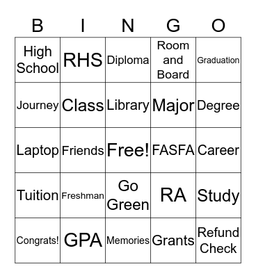 Class of 2018 Bingo Card