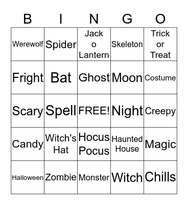 Mrs. Young's 1st Grade Halloween Bingo Card