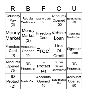 Oak Run Bingo Card