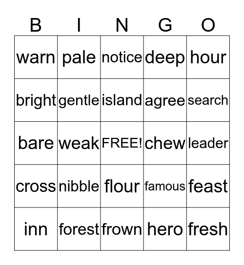 Class 204, Bingo Set 5 and 6 Bingo Card