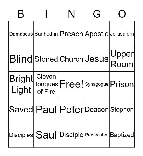 Paul, Apostle of Jesus Christ Bingo Card