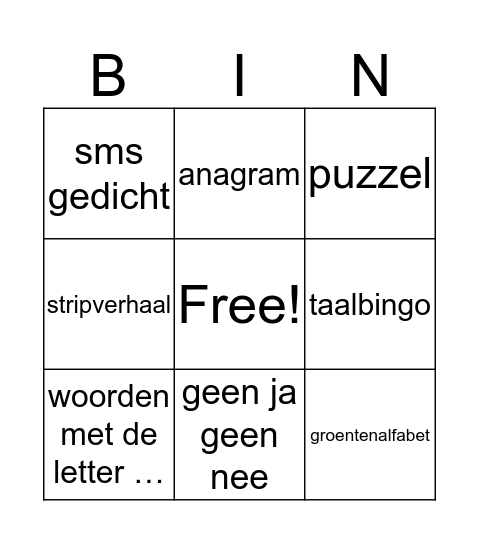 taalspelletjes Bingo Card