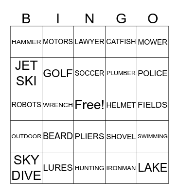 SHIER BINGO MEN Bingo Card