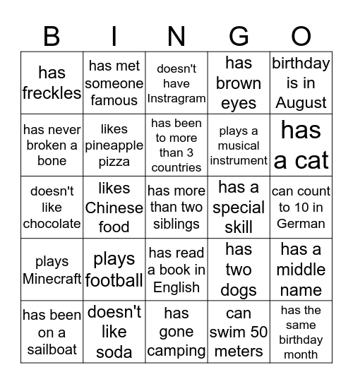 Blackout Bingo Card