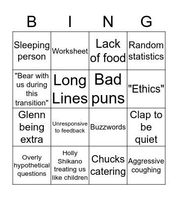 SSM Training Survial BINGO Card