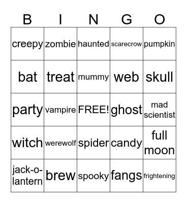 Happy Halloween Bingo Card