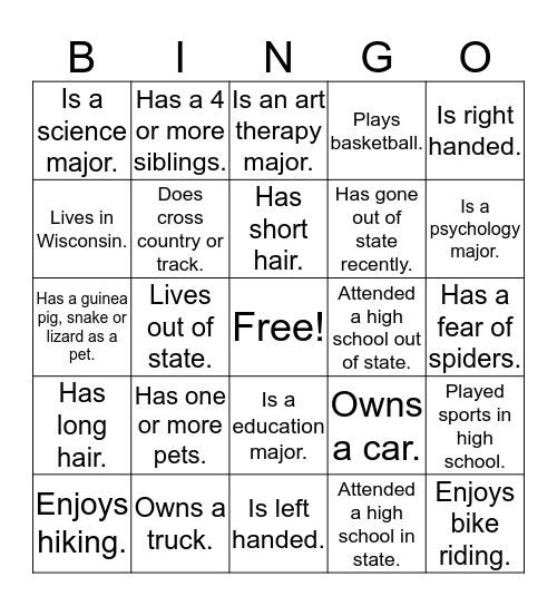Tell Me If... Bingo Card