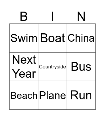 Chinese Vocabulary Bingo Card