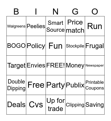 Coupon Bingo Card