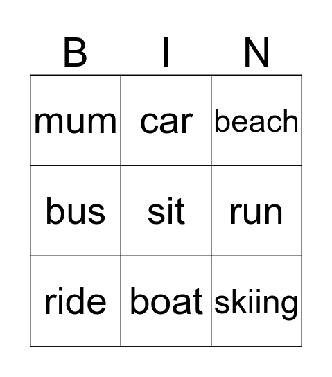 china Bingo Card