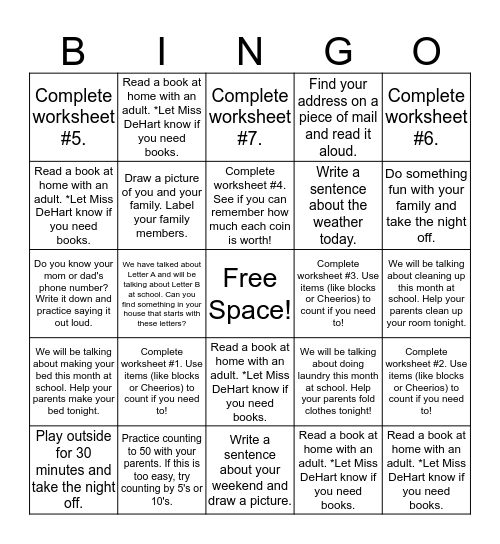 8/6/18 Homework Bingo Board Level 2 Bingo Card