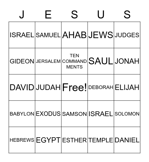 FIND YOUR BIBLICAL NAMES Bingo Card