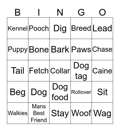 Dogs Bingo Card