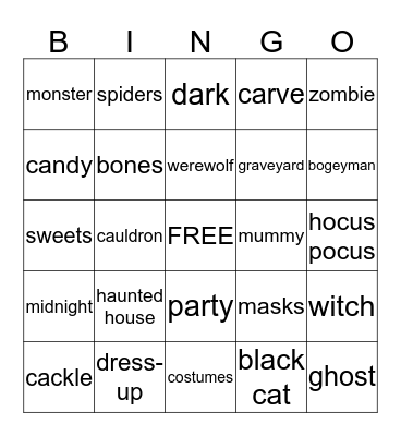 Halloween Bingo Card