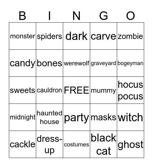 Halloween Bingo Card