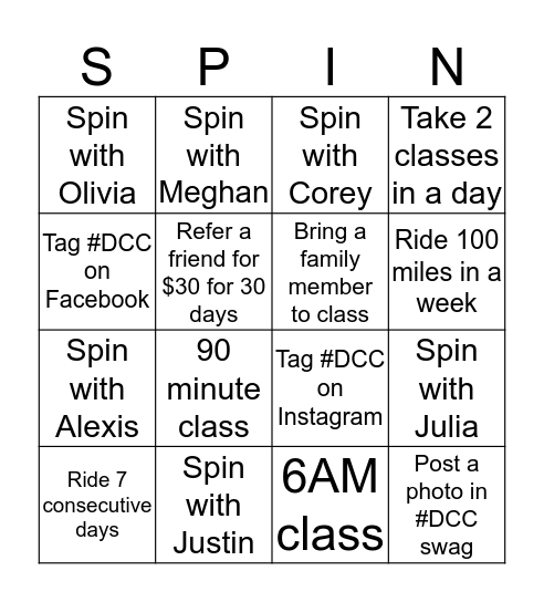 Devine City Cycle Summer Bingo Card