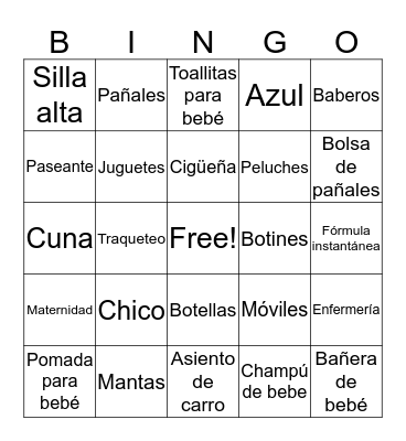 Baby Shower Daniel Alejandro Bingo Card