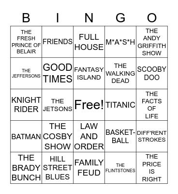 MOVIE AND TV Bingo Card