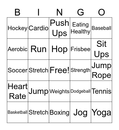 FITNESS BINGO Card