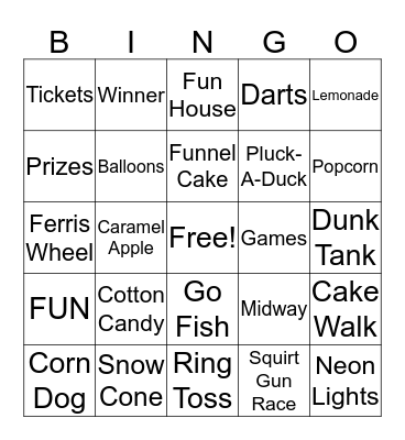 Carnival Bingo Card