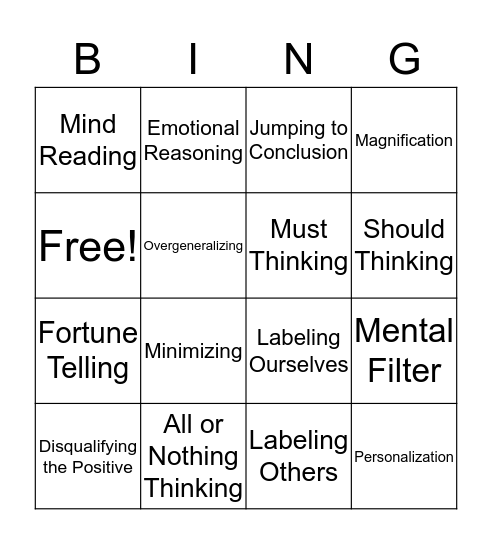 CBT Bingo Card