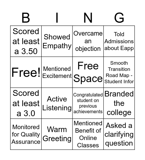 Quality Assurance Bingo Card