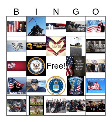 BINGO for VETS Bingo Card