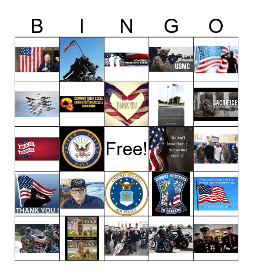 BINGO for VETS Bingo Card