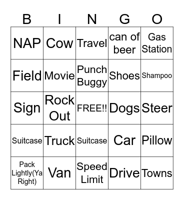 My Travel Bingo Card