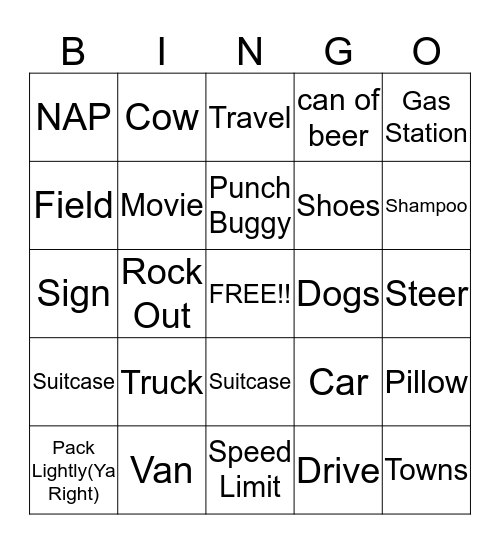 My Travel Bingo Card