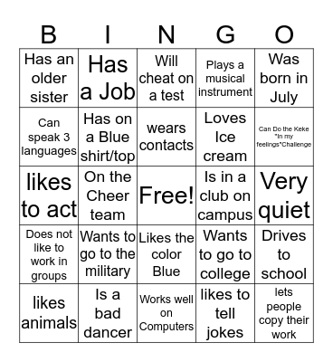 Human Bingo Card