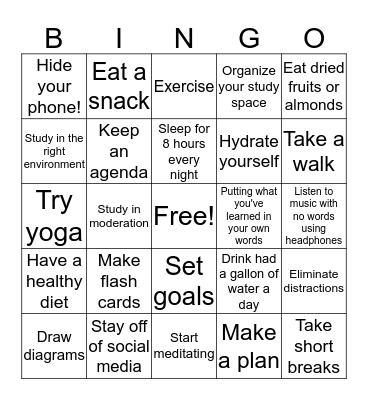 Adderall Alternatives  Bingo Card