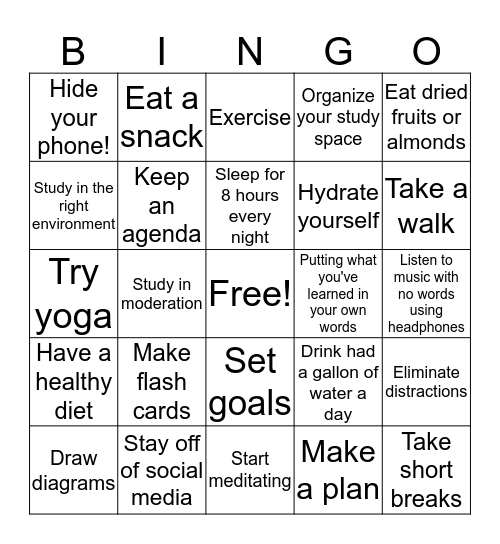 Adderall Alternatives  Bingo Card