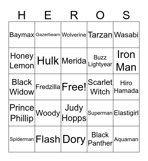 HEROS Bingo Card