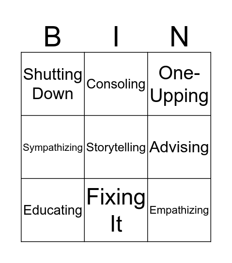 Empathy Bingo Card