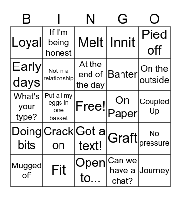 Love Island Bingo Card