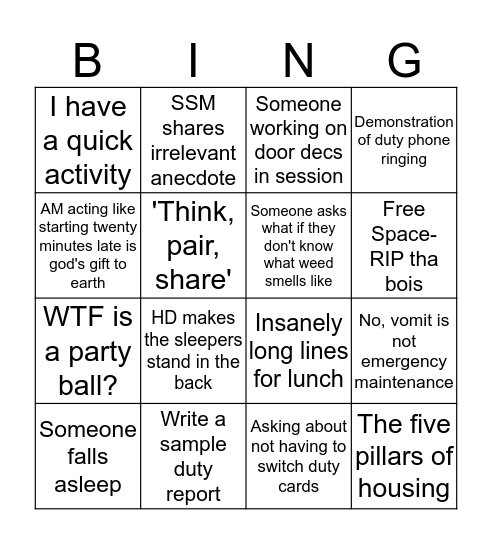 Bingus Bongus Bingo Card
