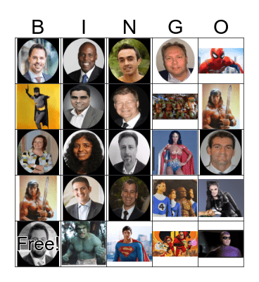 Superhero Bingo Card