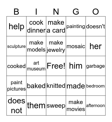 Unit 6 Being Creative  Bingo Card