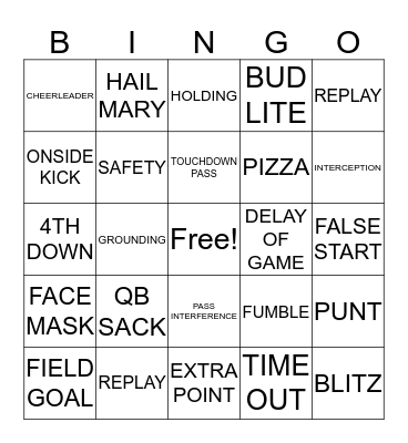 FOOTBALL BINGO Card