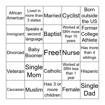 Inclusion Scavenger Hunt Bingo Card