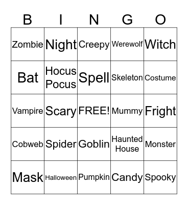 H A P P Y   H A L L O W E E N ! Bingo Card