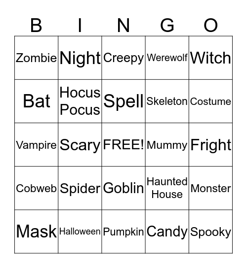 H A P P Y   H A L L O W E E N ! Bingo Card