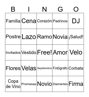 Bridal Shower Bingo Card