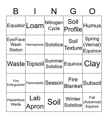 1st Nine Weeks Bingo Card