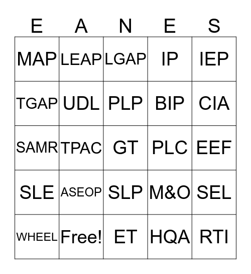 FYI: EISD NTA AB Bingo Card