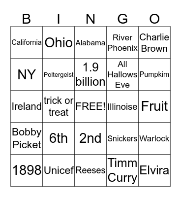 OSI Halloween  Bingo Card