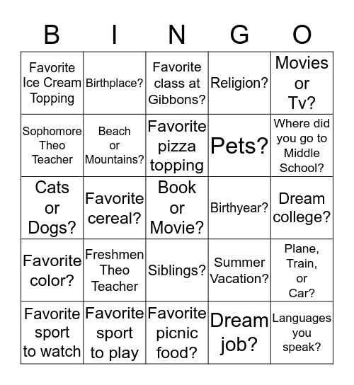 Untitled Bingo Card